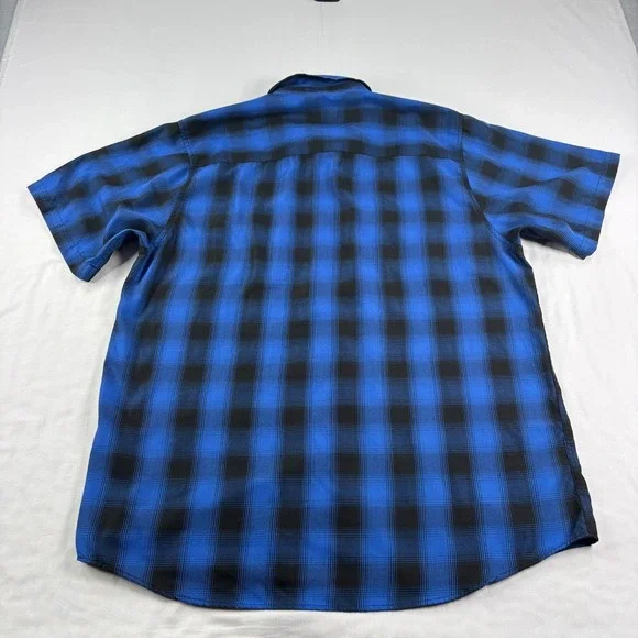 Dixxon Flannel Co Shirt Men XL Blue Plaid Pearl Snap Up City Gardens Bamboo Camp - Picture 10 of 11